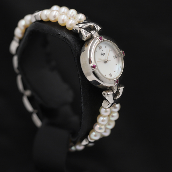 1円 稼働 リズ LZ-110 石付 ラウンド QZ シェル文字盤 レディース腕時計 TKD 4774000 1APY_2