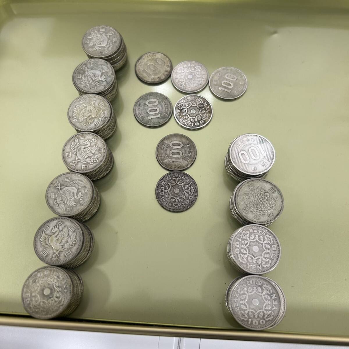 biii 7点 654 100円銀貨 117枚 額面合計 11700円 稲穂 オリンピック 鳳凰 硬貨