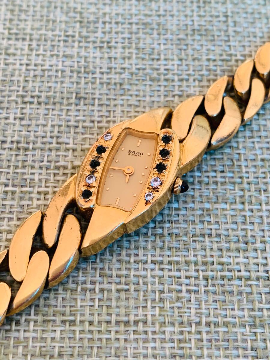 レア RADO 腕時計 新品電池 ローマン ゴールド オクタゴン 女性 稼働