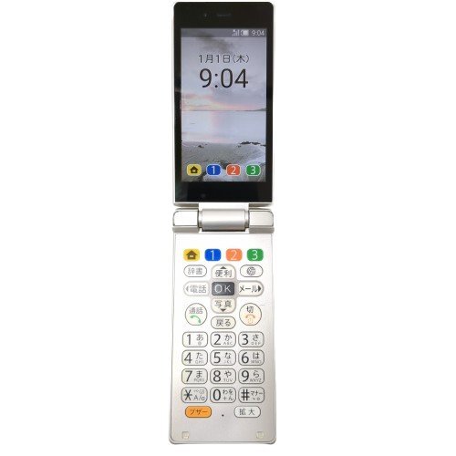1円スタート】 SHARP シャープ かんたん携帯9 プラチナシルバー SIM