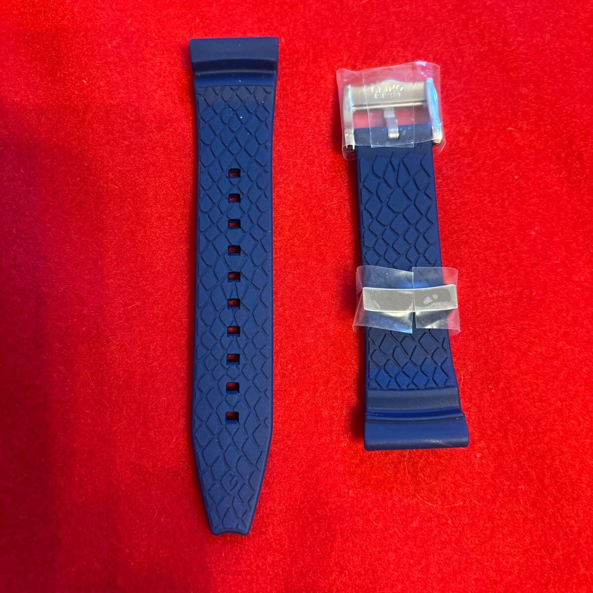 SEIKOガランテ純正ブルーシリコンラバーベルトバックル遊環セット　新品 _1