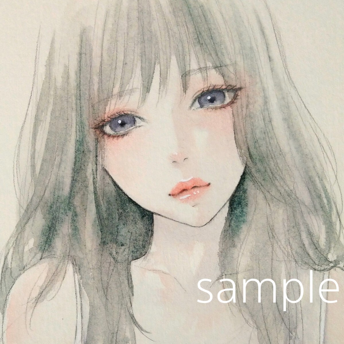 肉筆原画 美人画 ドローイング 絵画 水彩画 オリジナル 手描きイラスト