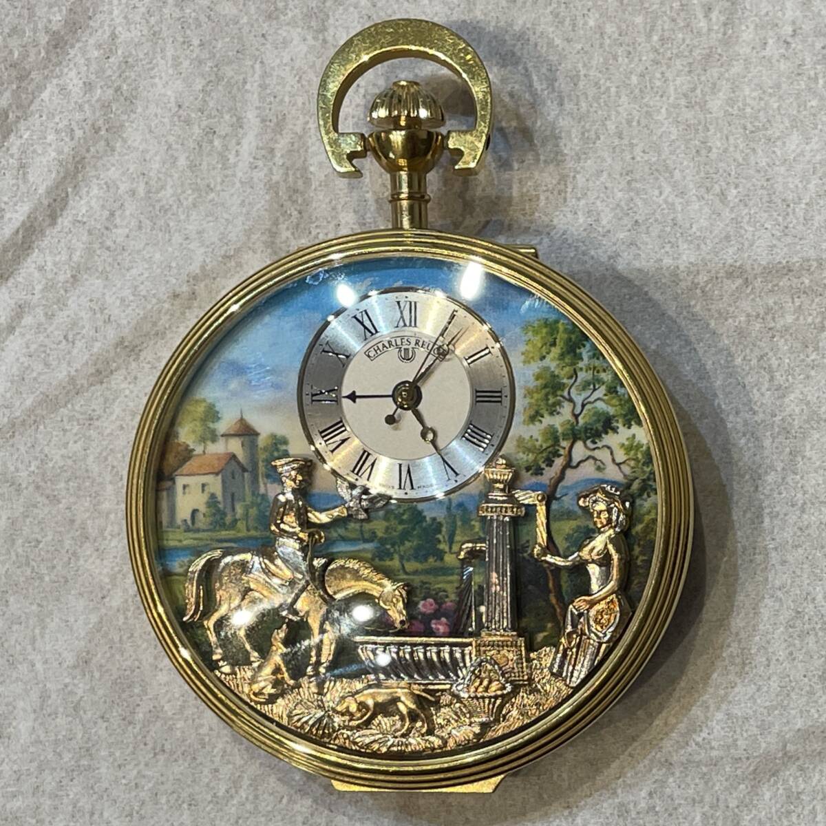 中古 シャルル・リュージュ オルゴール入りポケットウォッチ からくり 