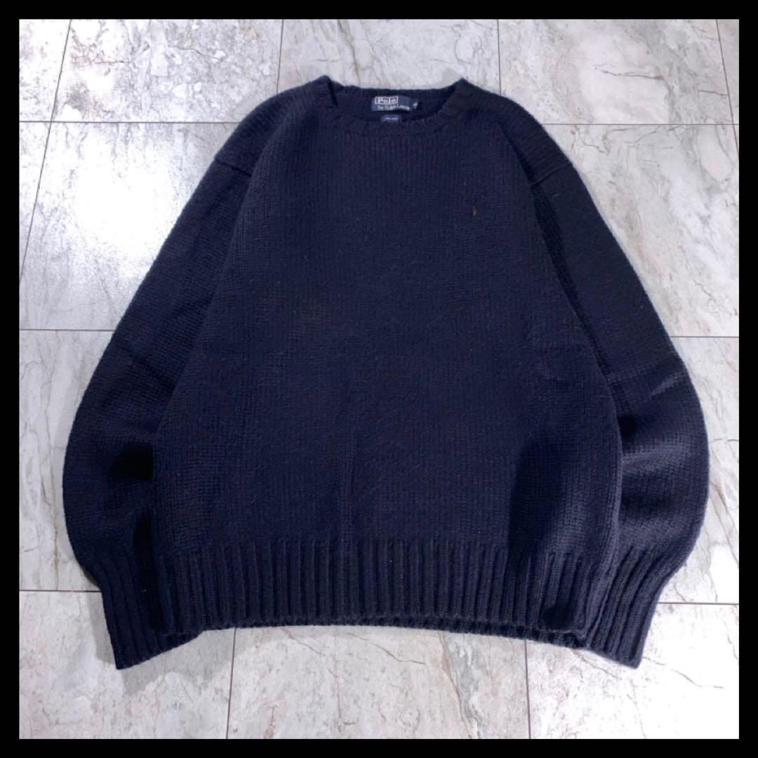 ポロラルフローレン プルオーバー 畦編み ローゲージ ニット ネイビー
