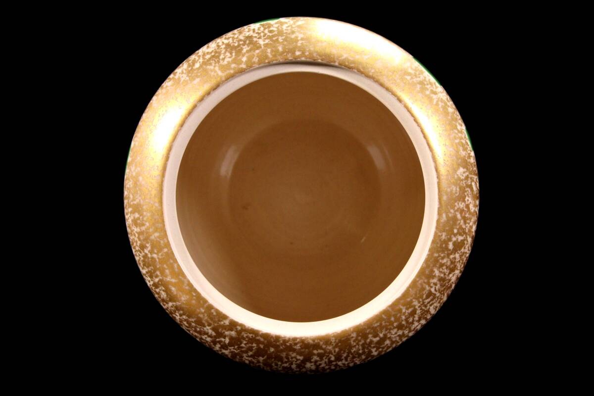 靨】古美術品 川上拙以絵付 宇野徹造 竹水指 18cm 茶道具