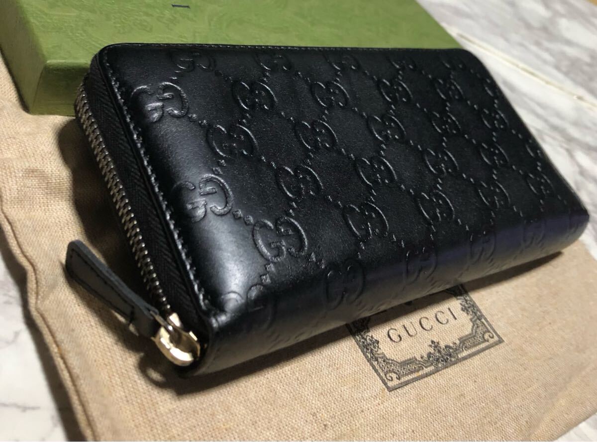 GUCCI グッチ - メルカリ シマ エナメル ラウンドファスナー長財布 長 