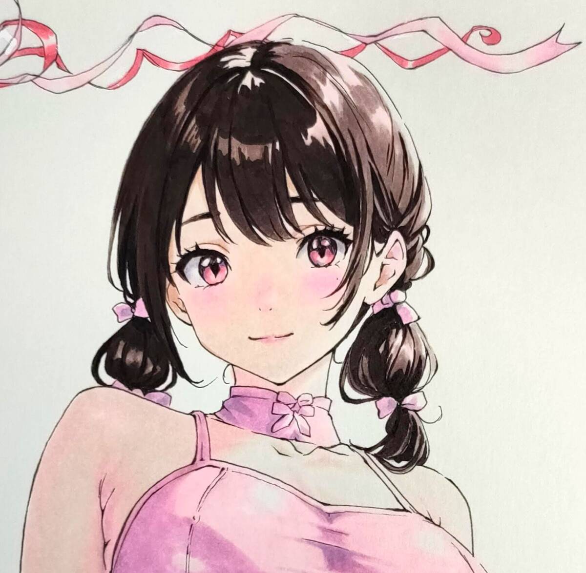 手描き オリジナル イラスト レオタード 女の子 原画【コピック