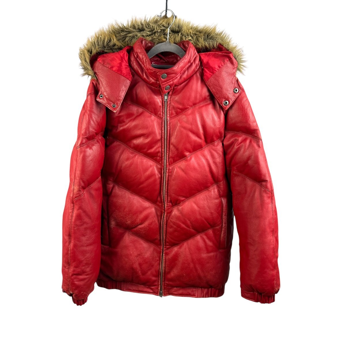 A668○supreme○レザーダウンジャケット L○05A/W LETHER DOWN JACKET 