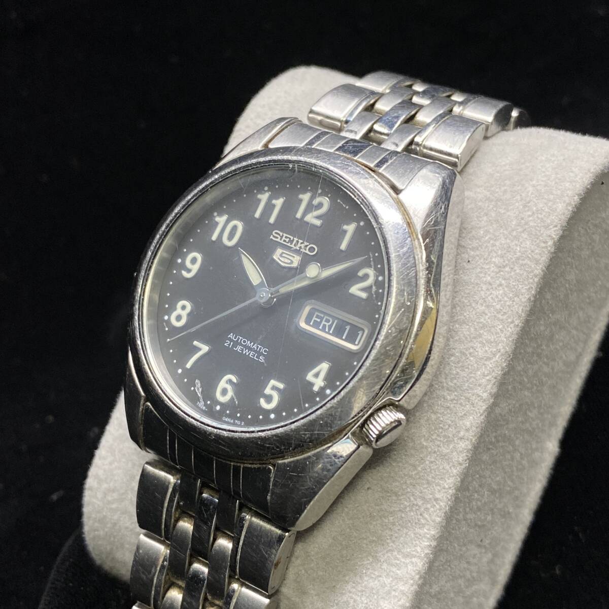 1円~稼働品SEIKO セイコー 5 ファイブ 裏スケ 自動巻き AT 21石
