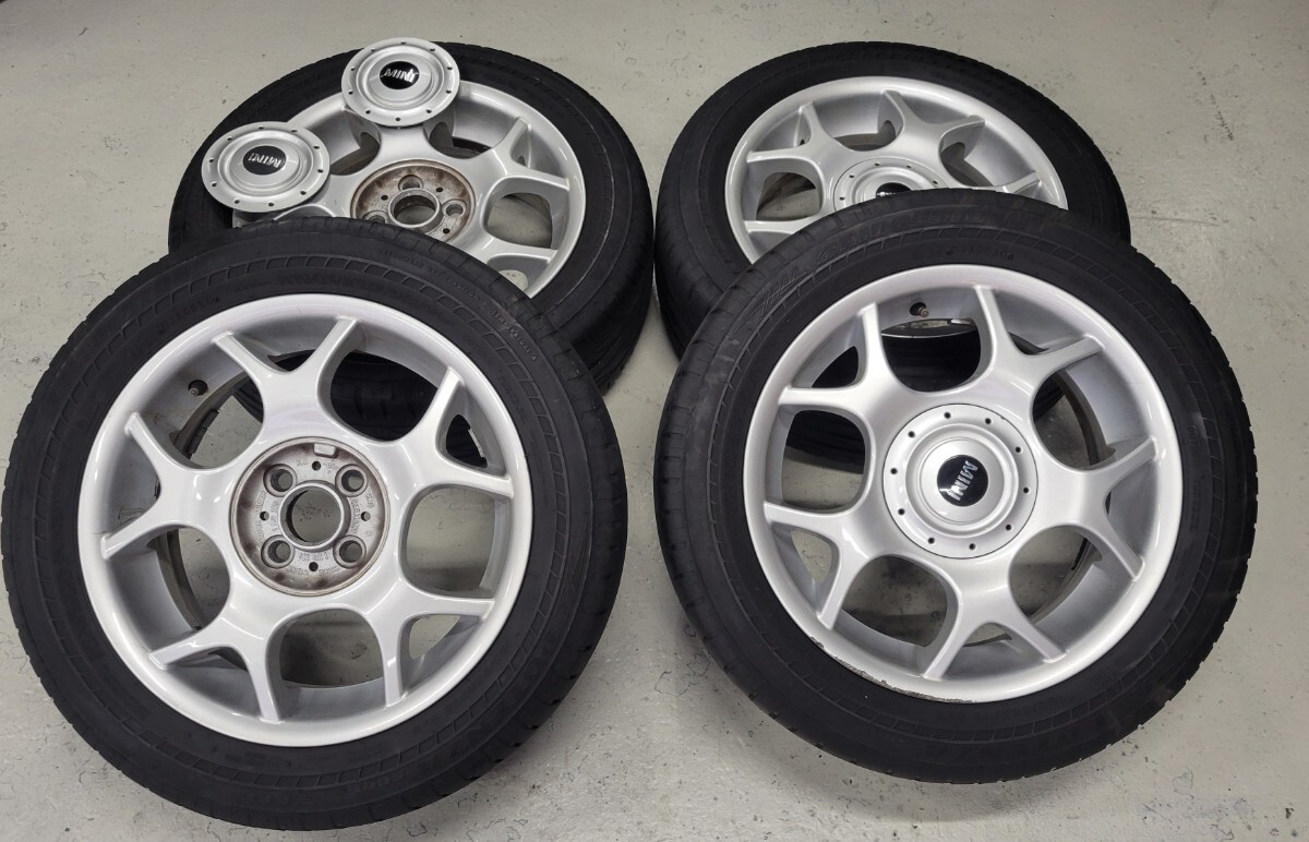 ミニクーパー 純正 タイヤカバー付 4穴 PCD100 195/55/16 6.5J×16 ET48 R50R56等 MINI 純正 PCD100 6.5j+48 × 引っ張りなどに