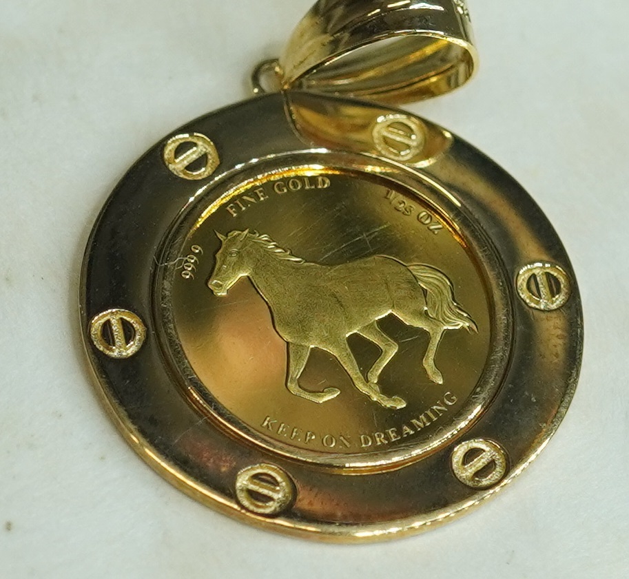 馬金貨　ペンダントトップ　K24 K18 大網てんとう虫　H21-597-8_1