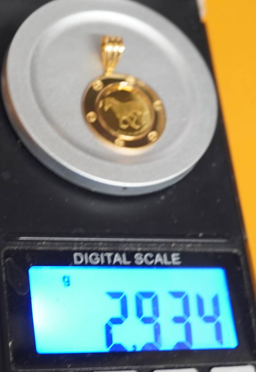 馬金貨　ペンダントトップ　K24 K18 大網てんとう虫　H21-597-8_4