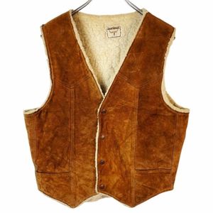 Steer Brandスエードレザーベストボアベストヌバックムートンベスト茶色ブラウン白ホワイ
