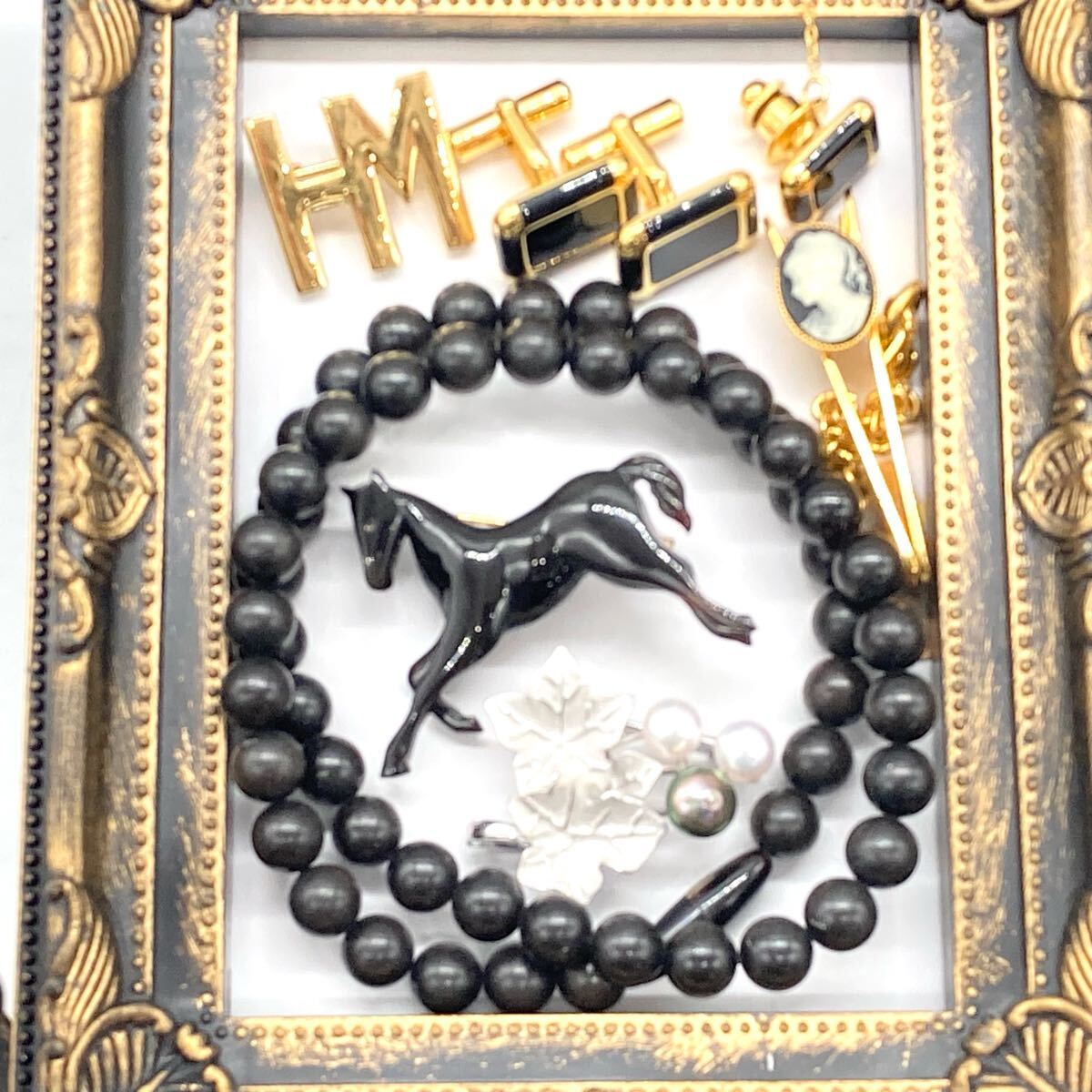 1円スタート!!HANAE MORI/馬モチーフべっ甲入り!!■アクセサリーおまとめ■ m 約1124.1g ネックレス ブローチ 本真珠 パール EB1 C528_2
