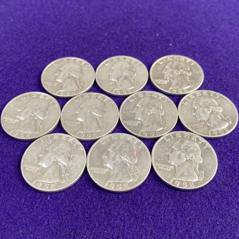 25セント1958年 硬貨 銀貨10枚セットLIBERTY QUARTER DOLLAR