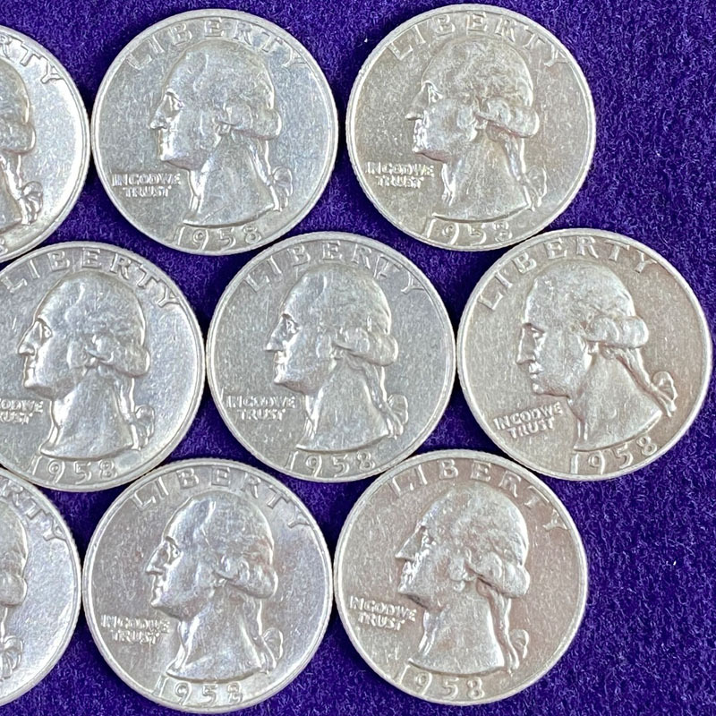 25セント1958年 硬貨 銀貨10枚セットLIBERTY QUARTER DOLLAR