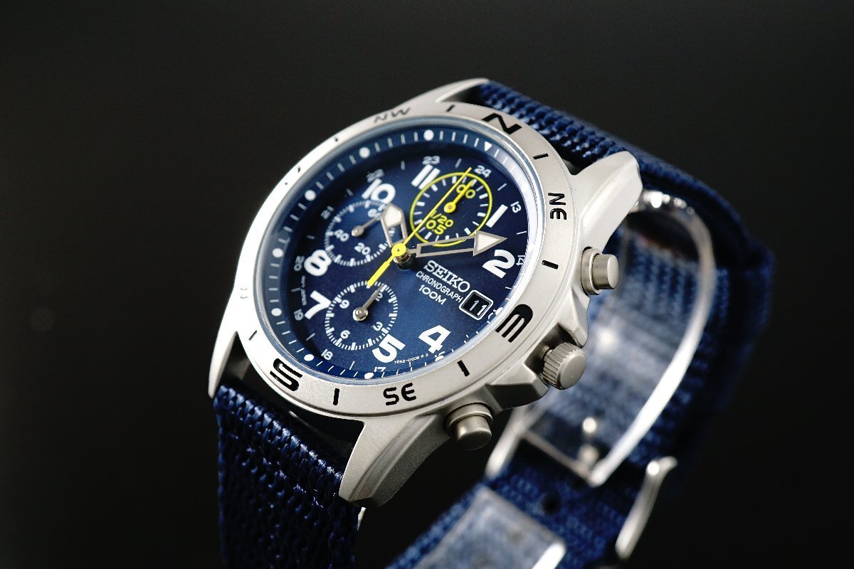 1円～ 1スタ セイコー 正規品 海外モデル SEIKO クロノグラフ 逆輸入 ミリタリー ブルー 新品 100m防水 腕時計 メンズ激レア入手困難_10