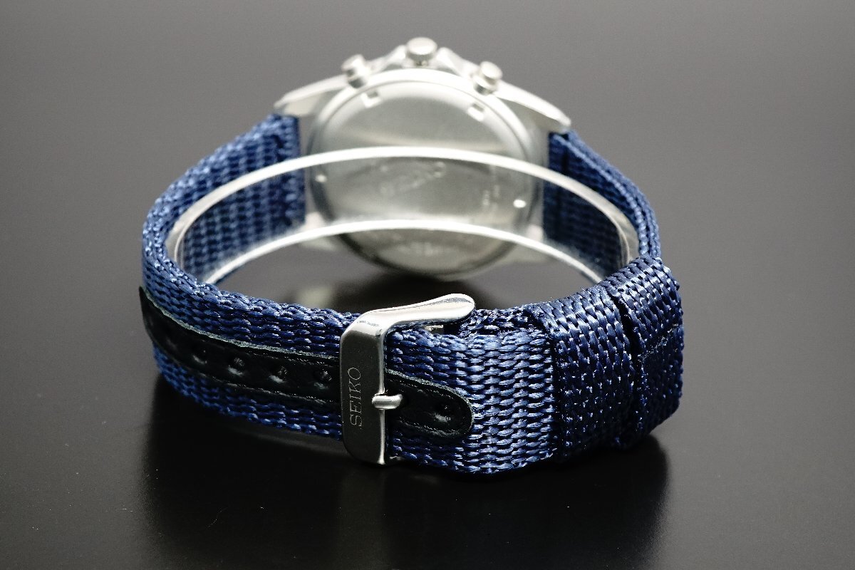 1円～ 1スタ セイコー 正規品 海外モデル SEIKO クロノグラフ 逆輸入 ミリタリー ブルー 新品 100m防水 腕時計 メンズ激レア入手困難_6