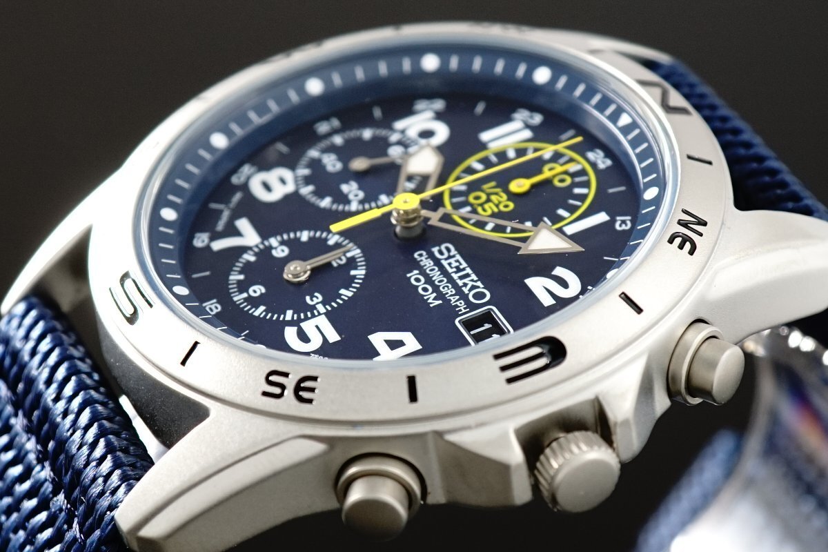 1円～ 1スタ セイコー 正規品 海外モデル SEIKO クロノグラフ 逆輸入 ミリタリー ブルー 新品 100m防水 腕時計 メンズ激レア入手困難_7