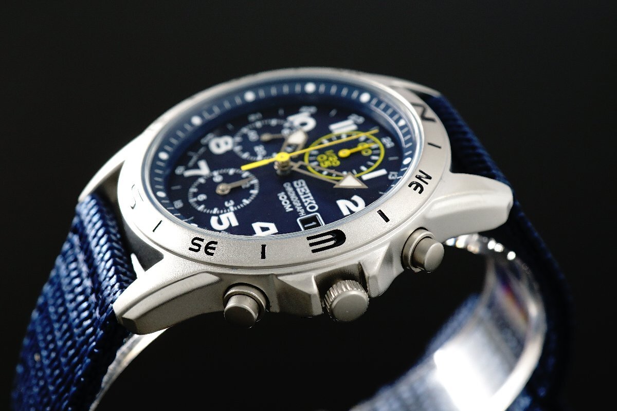 1円～ 1スタ セイコー 正規品 海外モデル SEIKO クロノグラフ 逆輸入 ミリタリー ブルー 新品 100m防水 腕時計 メンズ激レア入手困難_9