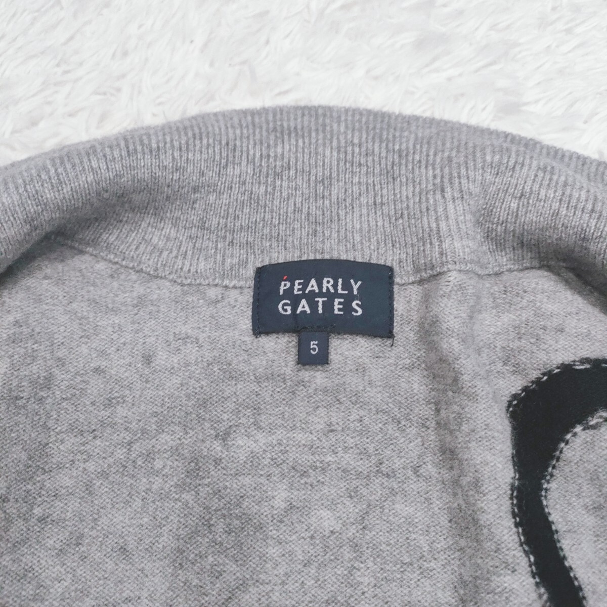 希少Lサイズ【極美品 カシミヤ100%】PEARLY GATES パーリーゲイツ ドライバーズニット セーター ジャケット ゴルフウェア デカロゴ メンズ_4