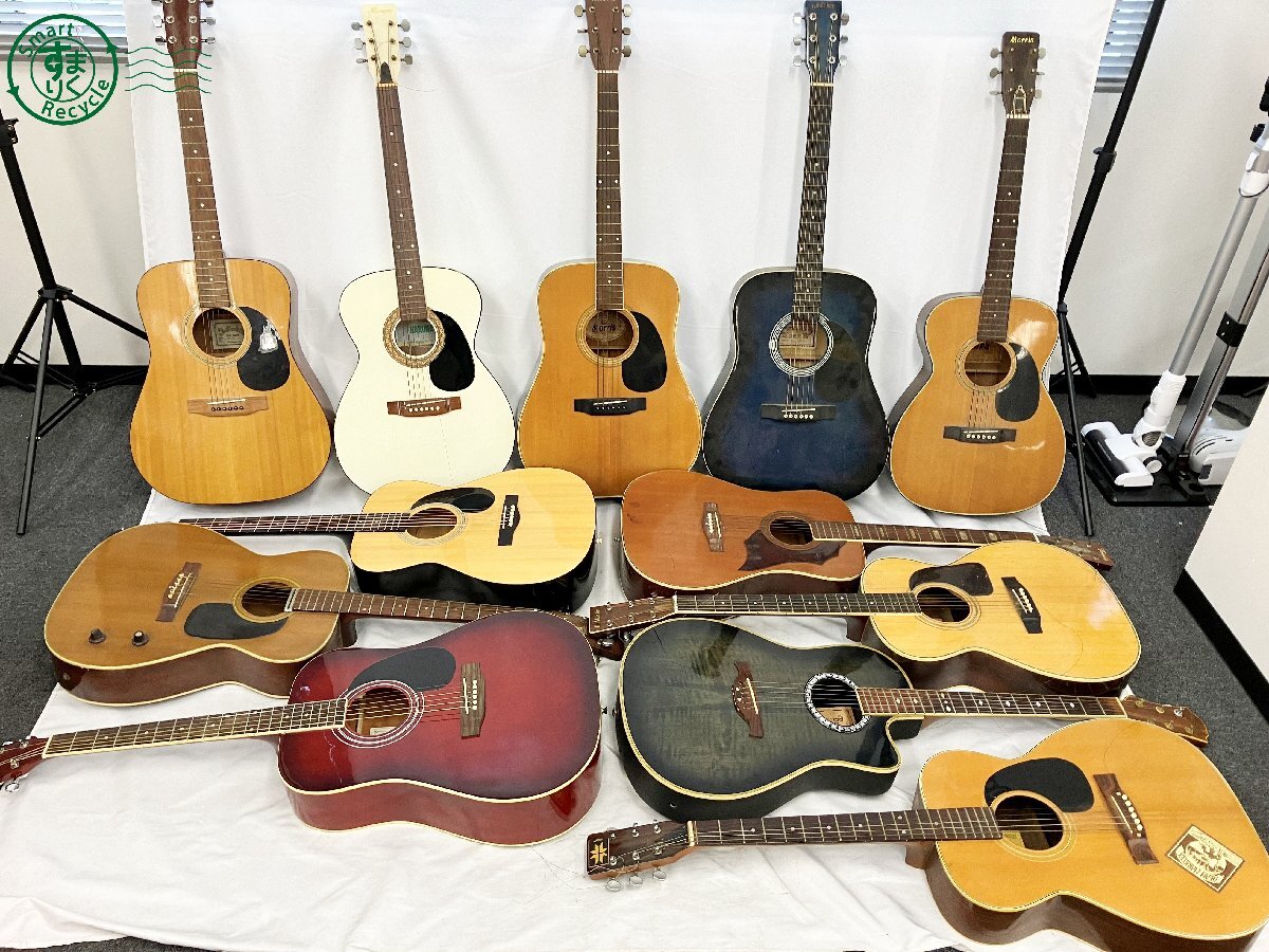 BC0104552　■【直接引取限定】1円~ Morris HONEY BEE EL Martin 他 アコースティックギター 12点まとめ売り 弦楽器 ジャンク品 中古_1