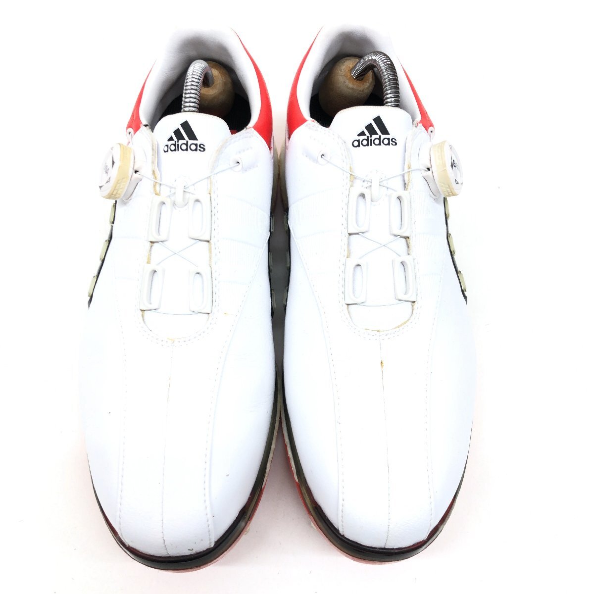 ●adidas アディダス 定価27,500円 ツアー360EQTボア 本革 レザー ゴルフシューズ 25cm 白 ホワイト スパイク ダイヤル式 鋲交換式 メンズ_2