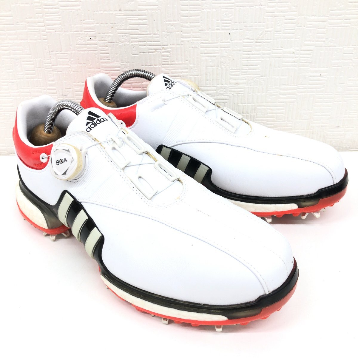 ●adidas アディダス 定価27,500円 ツアー360EQTボア 本革 レザー ゴルフシューズ 25cm 白 ホワイト スパイク ダイヤル式 鋲交換式 メンズ_3