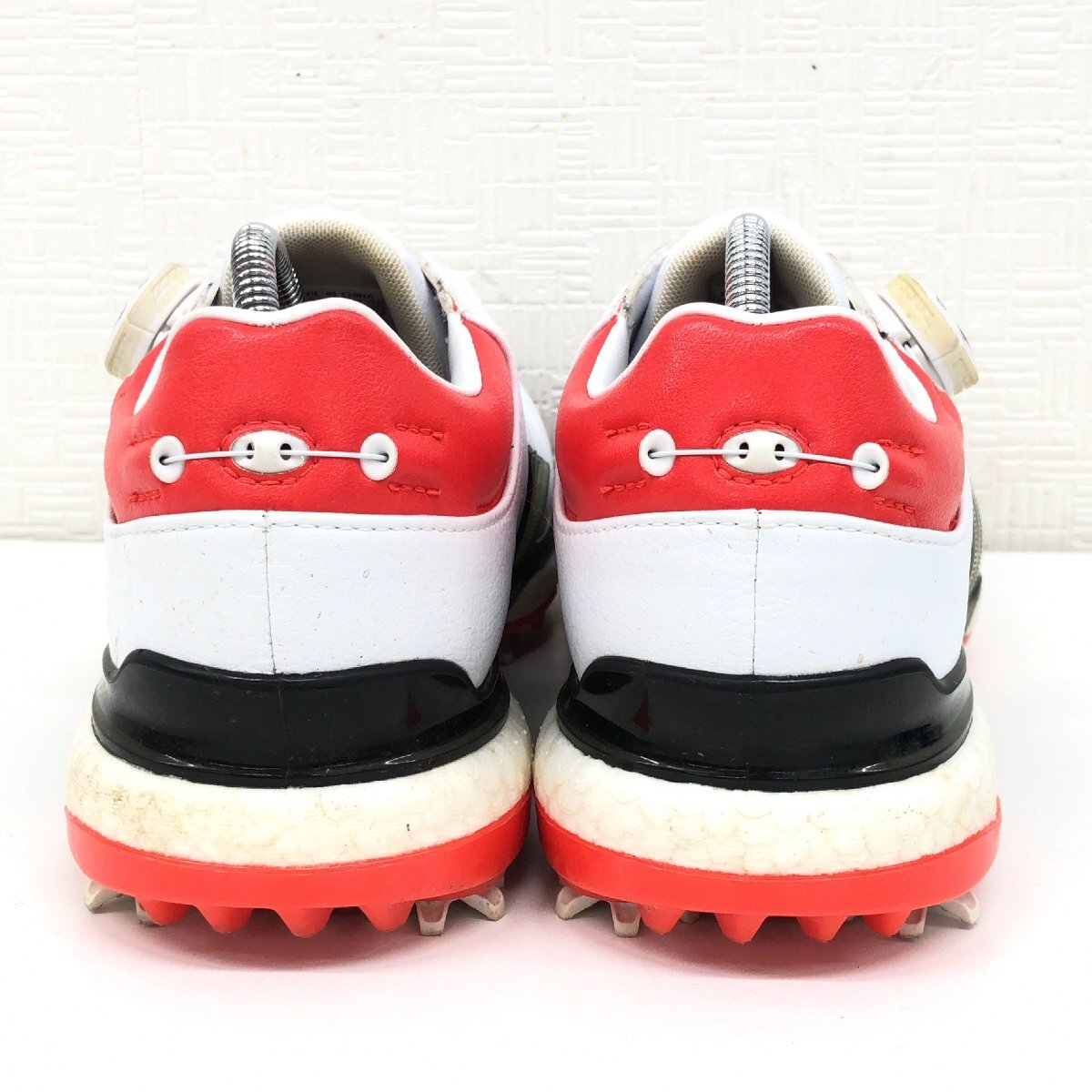 ●adidas アディダス 定価27,500円 ツアー360EQTボア 本革 レザー ゴルフシューズ 25cm 白 ホワイト スパイク ダイヤル式 鋲交換式 メンズ_4