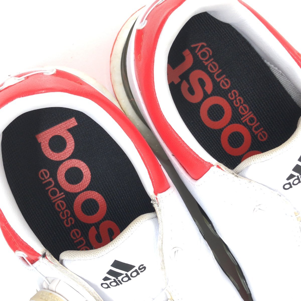 ●adidas アディダス 定価27,500円 ツアー360EQTボア 本革 レザー ゴルフシューズ 25cm 白 ホワイト スパイク ダイヤル式 鋲交換式 メンズ_5