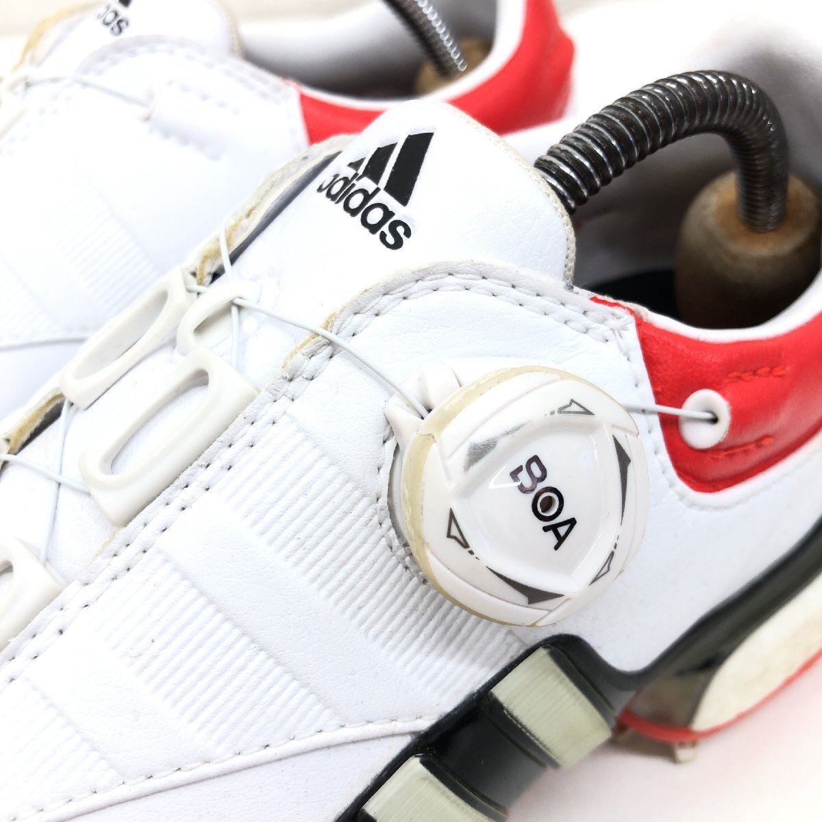 ●adidas アディダス 定価27,500円 ツアー360EQTボア 本革 レザー ゴルフシューズ 25cm 白 ホワイト スパイク ダイヤル式 鋲交換式 メンズ_9