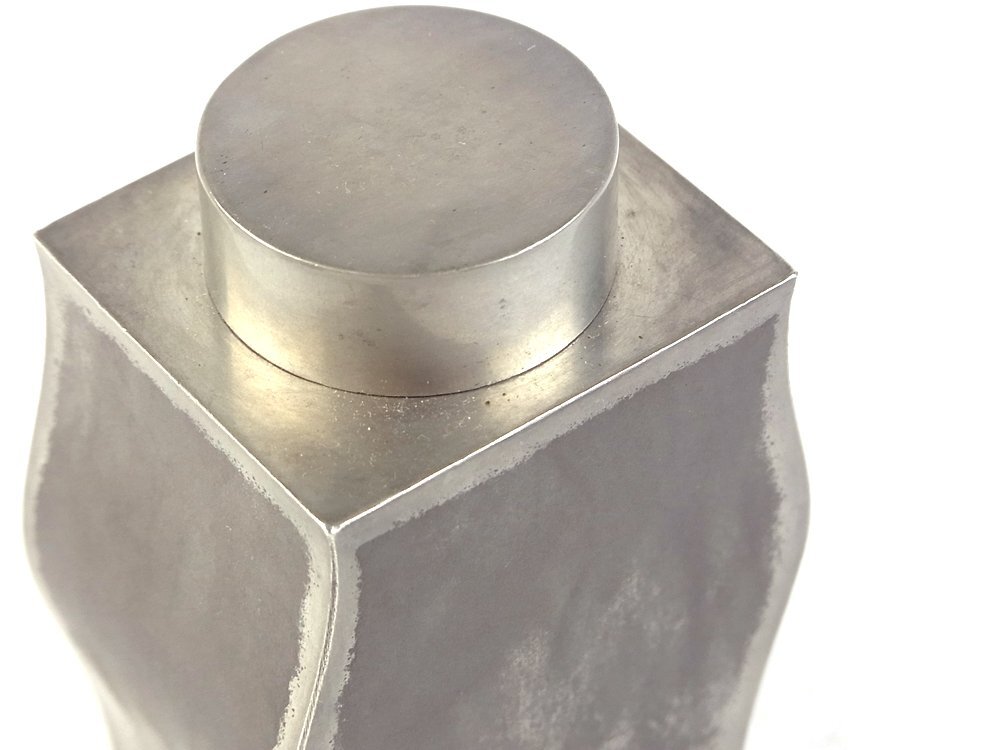 ◆SABI◆ 二世 秦 蔵六 造 張星輝之作意 純錫 風字式 茶壷 在銘 共箱 二重箱 辛酉之秋日（1921年）◆ 煎茶 茶器 茶入 茶心壷_3