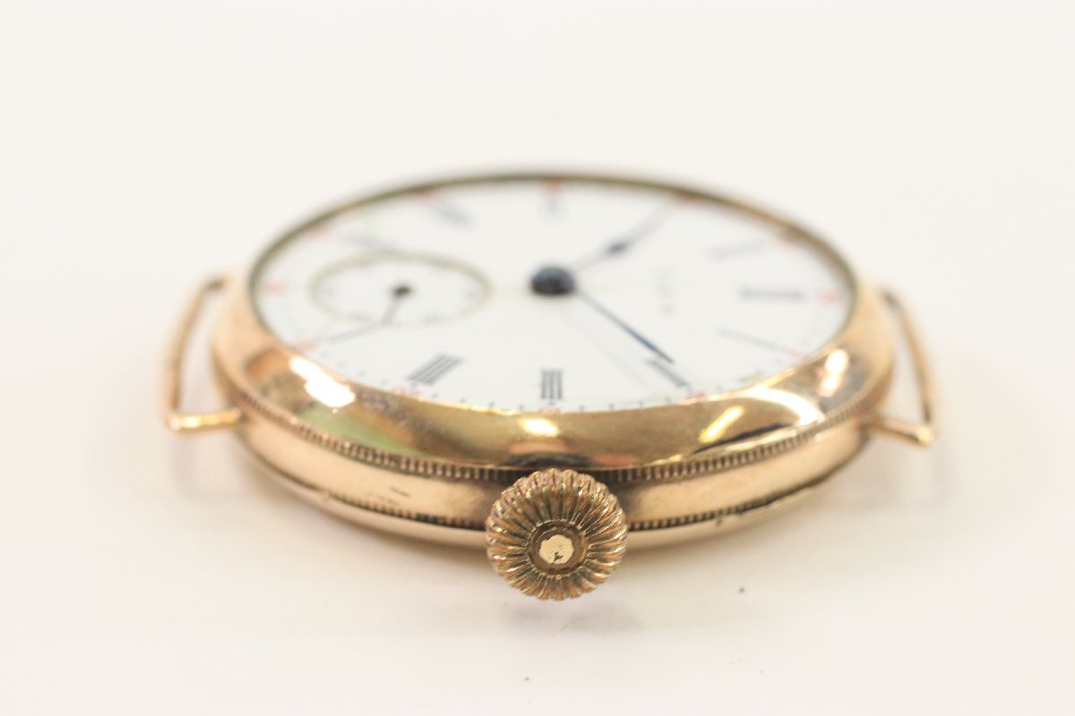 【ジャンク】ELGIN エルジン 手巻き 腕時計 スモセコ ゴールドカラー ラウンド アンティーク フェイスのみ 稼働品 7054-HA_2