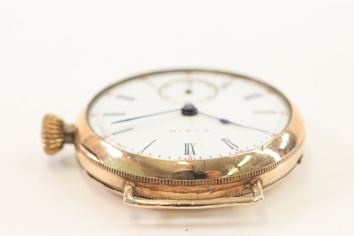 【ジャンク】ELGIN エルジン 手巻き 腕時計 スモセコ ゴールドカラー ラウンド アンティーク フェイスのみ 稼働品 7054-HA_4