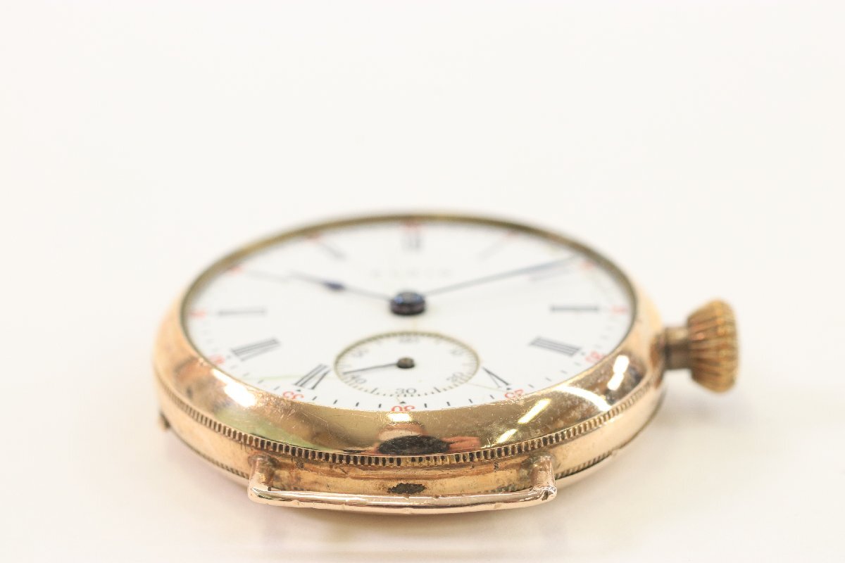 【ジャンク】ELGIN エルジン 手巻き 腕時計 スモセコ ゴールドカラー ラウンド アンティーク フェイスのみ 稼働品 7054-HA_5