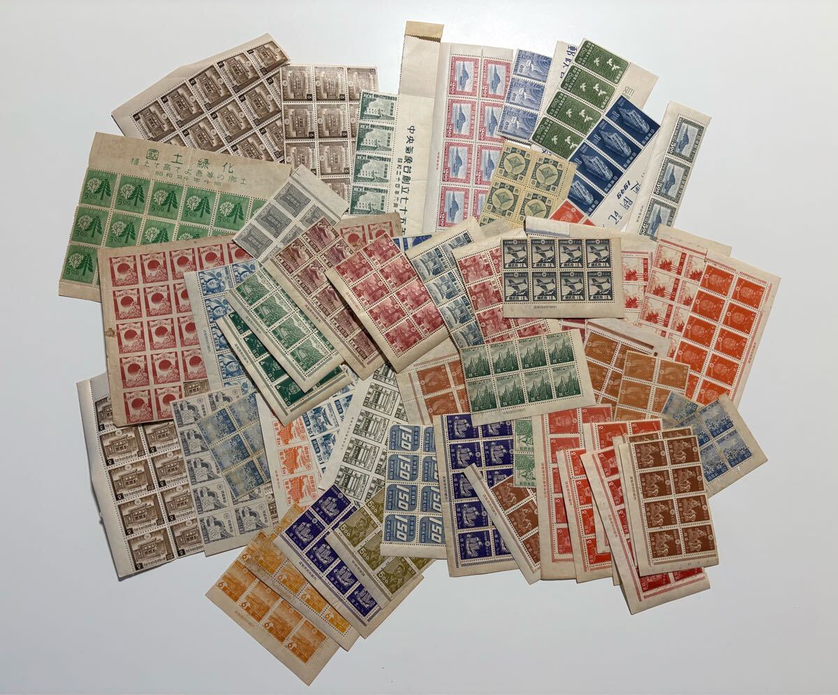 ◇未使用日本切手 シート/ブロック 国土緑化/鳳凰/別府観光/御朱印船など 銘版付き◇kn10_1