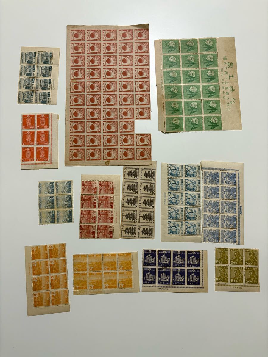 ◇未使用日本切手 シート/ブロック 国土緑化/鳳凰/別府観光/御朱印船など 銘版付き◇kn10_4