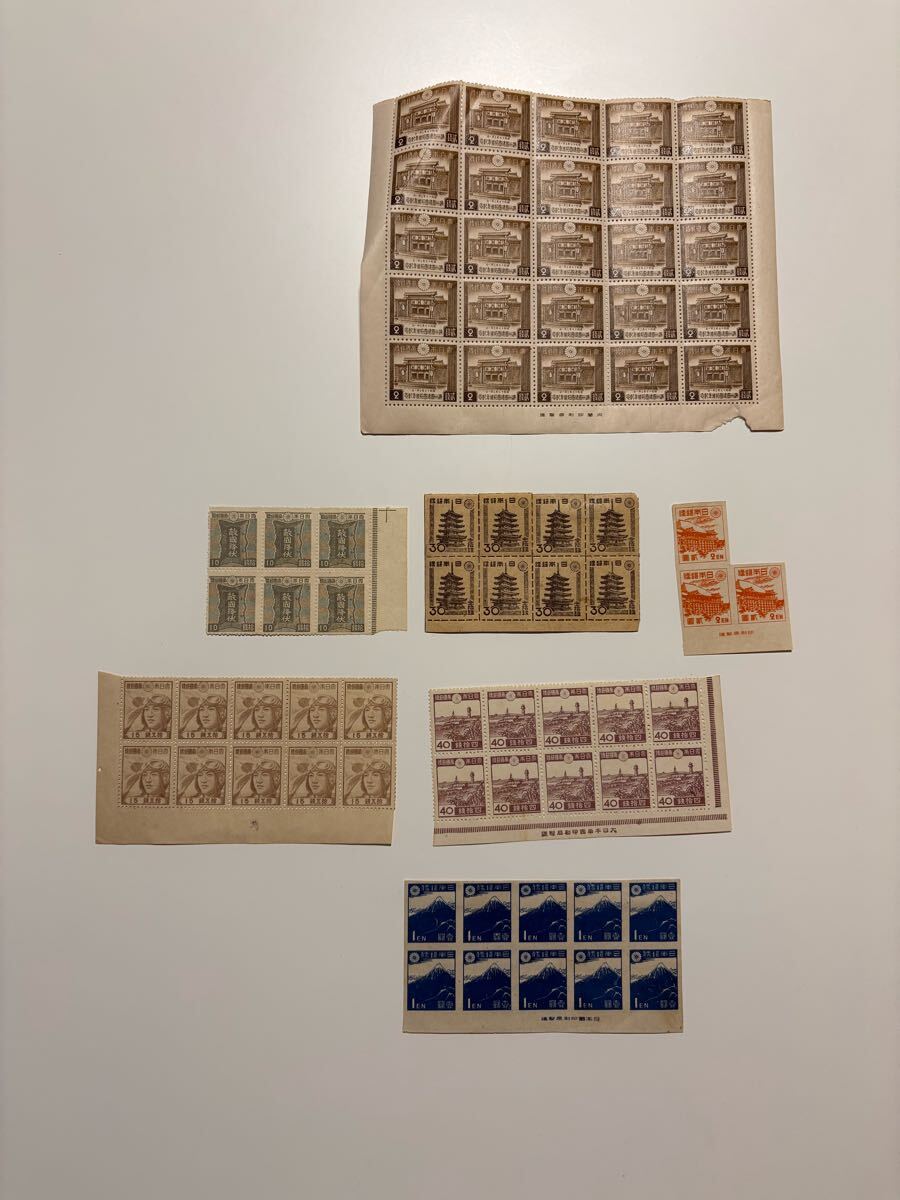 ◇未使用日本切手 シート/ブロック 国土緑化/鳳凰/別府観光/御朱印船など 銘版付き◇kn10_6