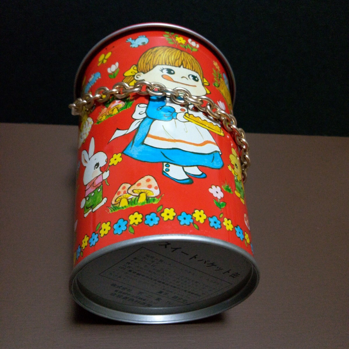 不二家 ペコちゃん スイートバケット缶(ブリキ)◇昭和品 保管品(ペコ