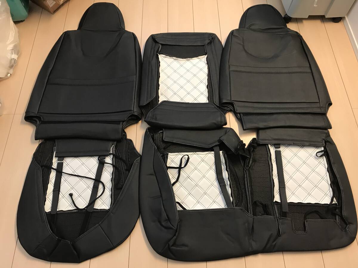 ハイエース 200系 シートカバー DX フロント セカンド 運転席 助手席 後部座席 ダイヤカットデザイン【184】_2