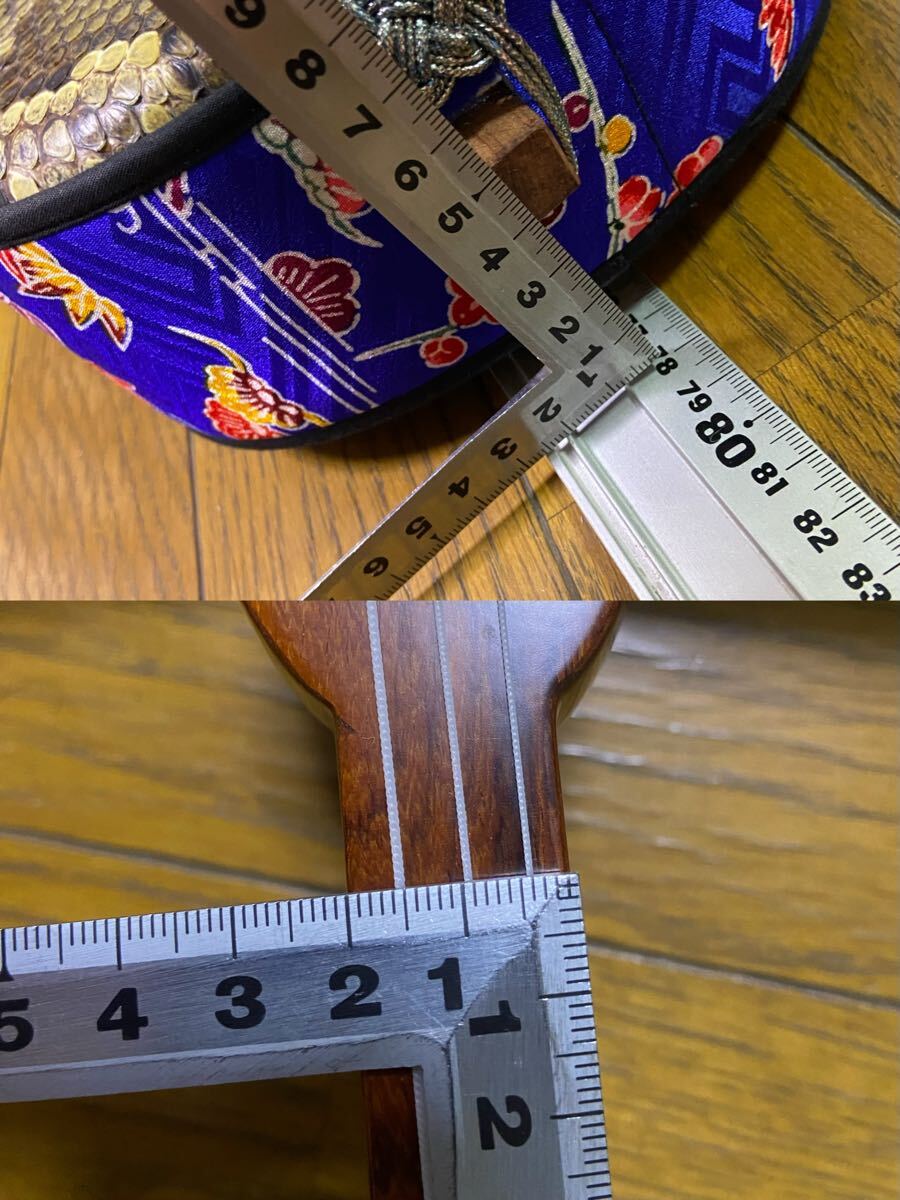 ☆稀少品沖縄三線 与儀栄功作 在銘 本蛇皮 三線 弦楽器 蛇皮 ハード