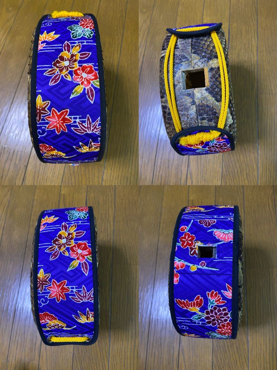 ☆稀少品沖縄三線 与儀栄功作 在銘 本蛇皮 三線 弦楽器 蛇皮 ハード