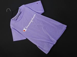 ネコポスOK Champion チャンピオン ロゴ プリント Tシャツ sizeL/紫 ■◆ ☆ fgb5 レディ