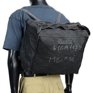 イタリア軍放出品 バックパック 帆布製 チェーン付き ブラック [ 破損あり ]