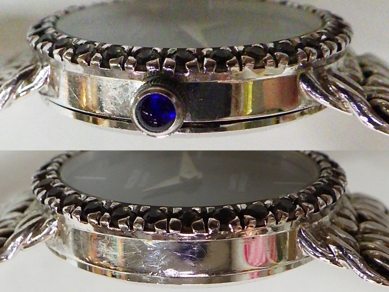 ★ レトロ ウォルサム　レディース ウォッチ Silver 925 クォ―ツ ストーンベゼル 黒 27080 ★ 動作品_3