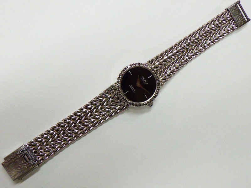 ★ レトロ ウォルサム　レディース ウォッチ Silver 925 クォ―ツ ストーンベゼル 黒 27080 ★ 動作品_5