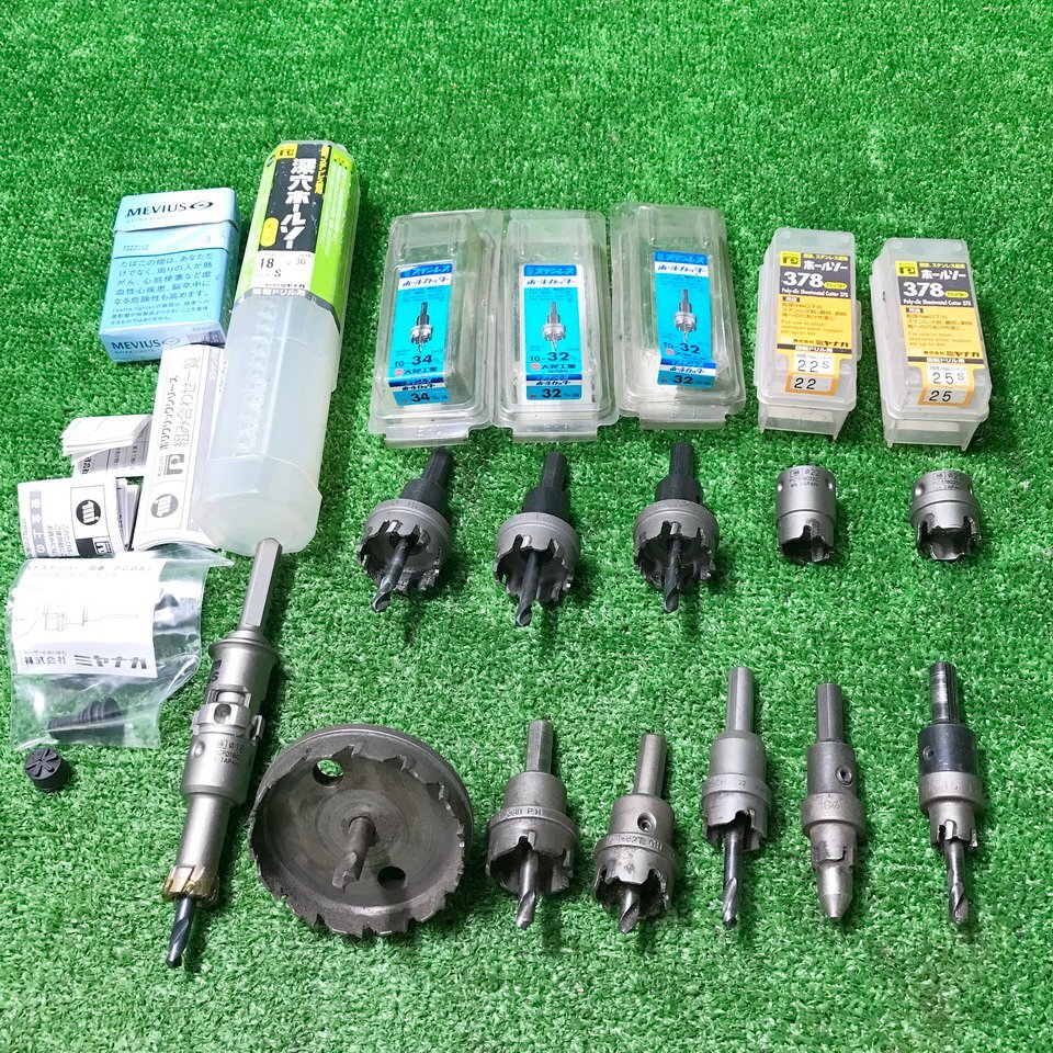 悦蒼e715 ミヤナガ 他 ■ホールソー/深穴ホールソー サイズ(φ15/16/18/22/25/27/30/32/34/71)等 取説付き ★計12点セット_1