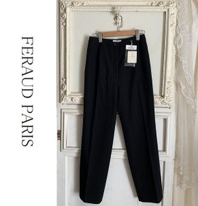 新品タグ付き FERAUD PARIS フェローパリ ウール毛 センタープレスパンツ 黒ブラック 定