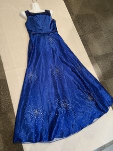 綺麗◆発表会/演奏会/司会/パーティ/舞台/撮影/カラー◆ブルー＋大粒ラメ◆ロングドレス