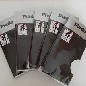 【M-L】新品 5足セット トレンカ　カラーラメ　黒 ブラック×ピンクラメ レディース pied